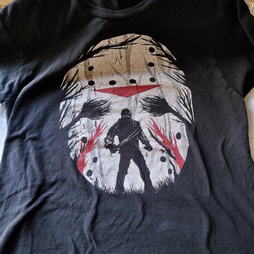 Black and Red Short Sleeve Horror Tee Jason Voorhees Vintage
